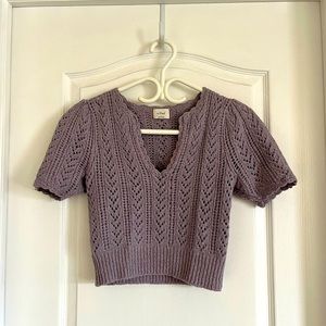 Aritzia Wilfred Welles Crochet V Neck Sweater